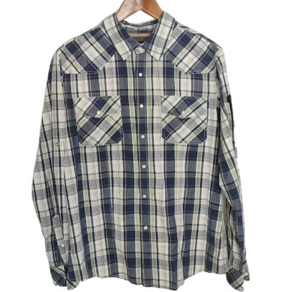 Heritage 1981 Men's Cotton Plaid Long Sleeve Casual Button Down Shirt Medium
